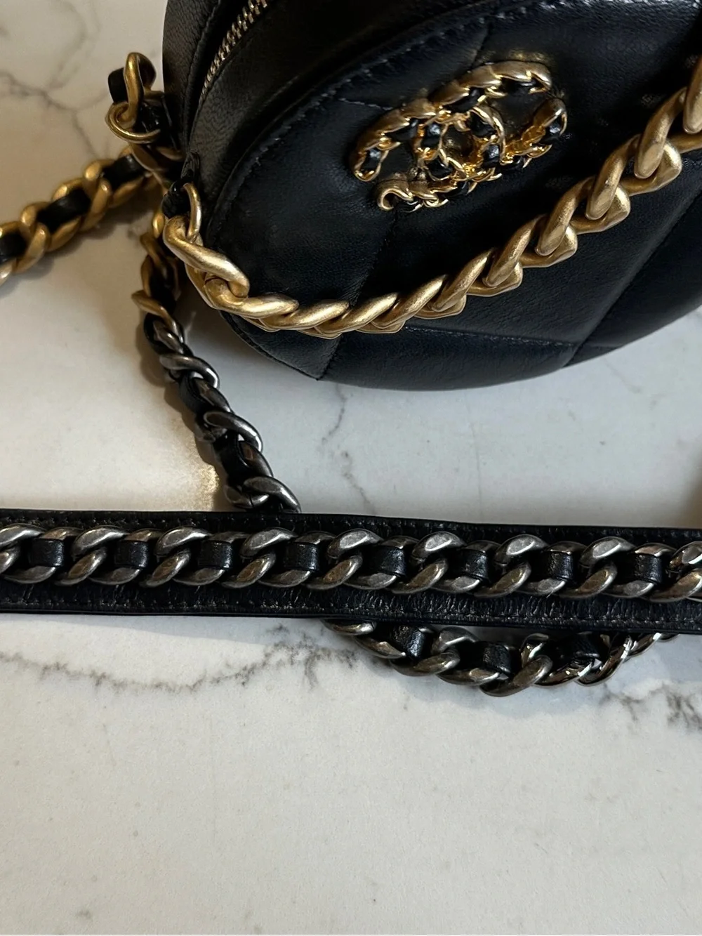 CHANEL 19 Round Mini Crossbody Bag
